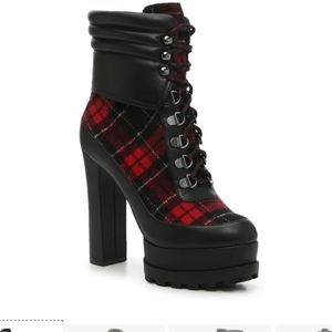 Jessica Simpson PLATFORM WEDGE SNEAKERS SHOES BOOTIES 7 combat plaid boots goth